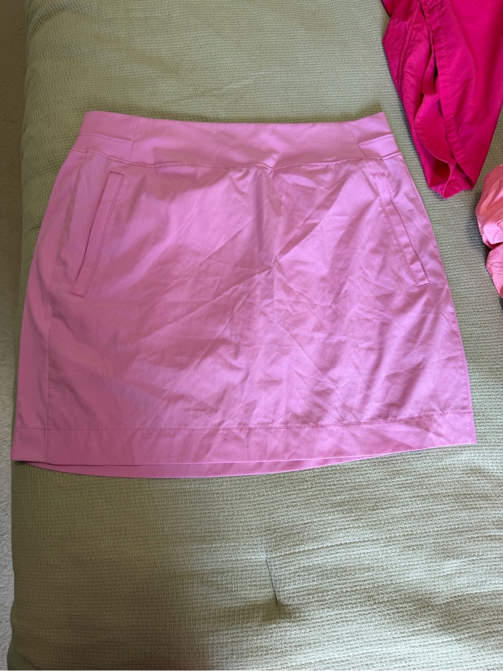Pink Casual Mini Skirt with Front Pockets
